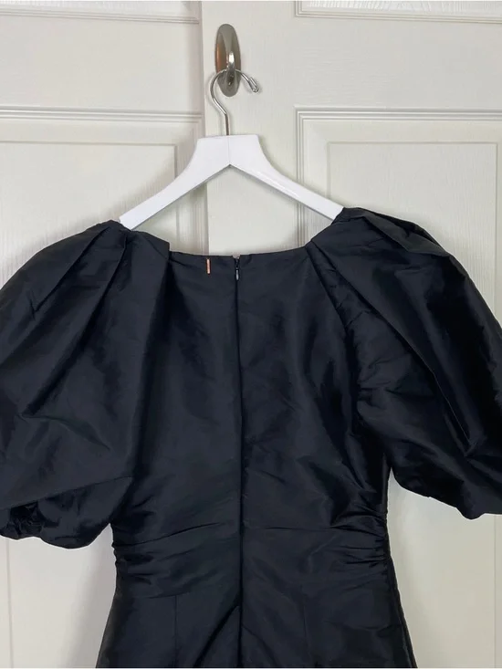 MISA Los Angeles Sybil Black Taffeta Mini Dress LBD Puff Sleeve NWT Sz S - Picture 6 of 10